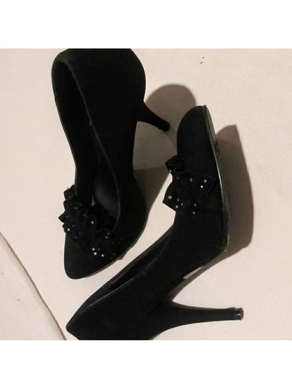 Liliana Black Rhinestone Stiletto Pumps Size 6.5